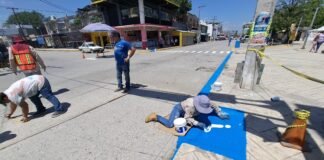 Pintan señaléticas en vialidades del primer cuadro de la ciudad