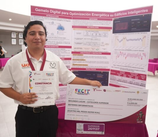 Estudiante de la UAT diseña dispositivo para reducir el consumo eléctrico en edificios