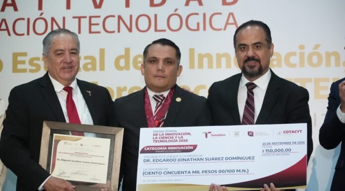 Entregan a investigador de la UAT el Premio Estatal de la Innovación 2026